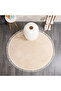 Puffy Cream Round Pom-Pom Fringed Plush Rug Runner Hallway Carpet Washable Non-Slip Base Carpet - 2