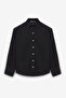 Varazdin Women's Oversize Long Sleeve 100% Cotton Shirt Collar Long Slim Black Shirt