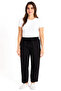 Women's Black Linen Blend Relaxed Cut Raw Cloth Trousers - 3