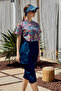 Parachute Short Sleeve Semi-Closed Swimsuit with Front Cover Nurel R2602 - 3