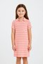 Girl's Colorful Striped Polo Neck Knitwear Summer Mini, Midi Dress