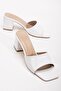 Patent Leather and Plain Tekband White Patent Leather Women's Heeled Slippers
