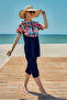 Parachute Short Sleeve Semi-Covered Swimsuit with Front Cover Nurel R2603 - 4