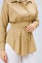 Women's Waist Seat Pleated Camel Shirt - 3