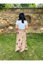 Flower Patterned Waist Hugging Wrap Skirt - Summer Tie Model - Belted - 6