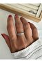 Silver Colored Evil Eye Beaded Minimal Ring - 2