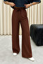 Women's Stone Brown Mixed Comfortable Cut Pants with Elastic Waist - 2