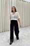 Women's Black Viscose Blended Comfortable Cut Pants with Elastic Waist - 2