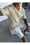 Oversize Perforated Beige Knitwear Tshirt - 3