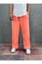 Elastic Waist Tube Leg Pink Baggy Trousers