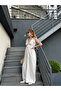 Premium Tie Detail Chest Low Cut Linen Jumpsuit - 6