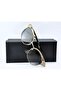 Schc24S 349F Rose Gold Rhinestone Metal Frame and Gray Gradient Glass Sunglasses - 7