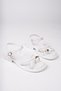 Women's White Ring Detailed Cross Toe Sandals