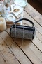 Women's Silver Stone Cylinder Form Chain Shoulder Bag - 4