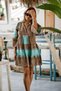 Turquoise Color Half Button Detailed Short Silk Dress - 6