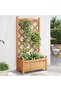 Planter with Trellis Brown Solid Wood Fir