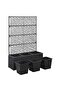 Trellis Raised Bed with 3 Pots 83x30x130 cm Poly Rattan Black - 4
