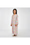 Floral Kids Jalabiya - White Printed Maxi with V-Neck and Stone Embellishments - 5