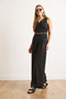 Women's Black Buttoned Pocket Belted Wide Leg Jumpsuit Tlm-19000157 - 4