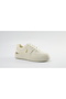 Women's Beige Low-Top Sneakers with Gold Heel Accent - Minimalist and Stylish