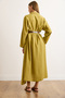 Women's Oil Green Modal Pocket Belt Hidden Placket Maxi Shirt Dress Elb-19002456 - 2