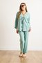 Women's Green Top Lace-Up Cardigan Bottom Pocket Pants Suit Tkm-19000404 - 4