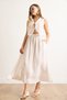Women's White Modal Top Embroidered Vest Bottom Pocket Flared Skirt Suit Tkm-19000402 - 3