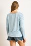 Women's Baby Blue Silver Stitching Detail V Neck Viscose Blouse Blz-19002747 - 2