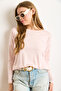 Women's Candy Pink Crew Neck Bat Flowy Viscose Blouse Blz-19002588 - 6