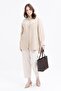 Beige-Pocket Embroidery Detailed Large Size Linen Shirt - 2