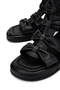 Women's Genuine Leather Black Flat Sandals - 4