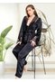 Lace Detailed Satin Women's Pajama Set with Morning Dress 3 Piece Set - 2