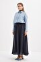 Indigo-Elastic Basic Skirt - 3