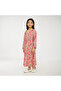 Dot Leaf Print Kids Jalabiya – White and Orange Maxi with V-Neck and Stone Embellishments. - 5