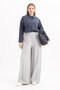Gray-Waist Elastic Wide Leg Trousers - 2