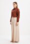 Beige-Waist Elastic Wide Leg Trousers - 3