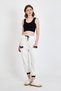 Ecru Elastic Waist Pocket Stripe Detailed Jogger Sweatpants 81524