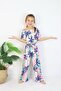 Girl's Colorful Patterned Suit I Madonna Collar Patterned Spanish Leg I Blouse and Pants Combination - 4