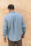 Agnola Oversize Men's Blue Linen Shirt - 5