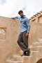 Agnola Oversize Men's Blue Linen Shirt - 4