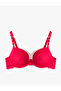 Stone Detailed Heart Supported Maximizer Lace Bra
