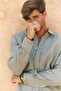 Agnola Oversize Men's Mint Linen Shirt - 7
