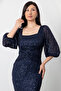 Square Neck Tie Front Slit Dress Ap-3020 - 6