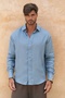 Agnola Oversize Men's Blue Linen Shirt