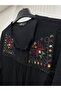 Women's Cotton Ethnic Embroidered Embroidered Tie-Tie Tie-Sleeve Embedded Mother Combed Bluz T-Shirt - 2