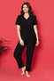 Shirt Collar Short Sleeve Wrinkle Women's Bottom Top Set - 2