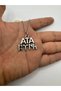 Ataturk Figured and Göktürk Alphabet Turkish Written Necklace – Silver Color Unisex Metal Jewelry - 2