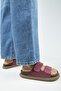 Lillo Women's Genuine Leather Double Velcro Cherry Slippers - 6