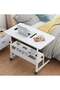 Multi-Tier Laptop Desk with Smooth and Lockable Wheels for Multi-Purpose White Walnut