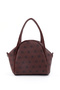 Monogram Printed Burgundy Shk132 Faux Leather, Zippered Single Compartment, Snap Detail, Strap Hand and Cross